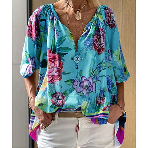 

Women's Floral Loose Shirt Daily Blue / Purple / Red / Yellow