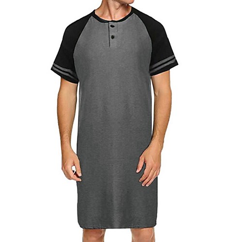 

Men's Color Block Tunic Daily Round Neck Blue / Gray / Short Sleeve