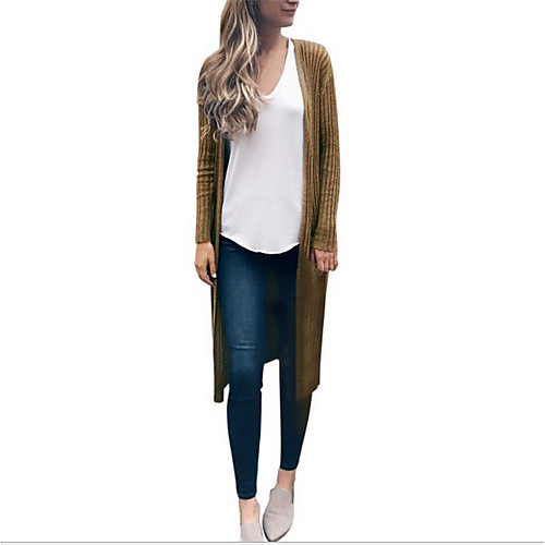 

Women's Daily Long Coat, Solid Colored V Neck Long Sleeve Polyester Wine / Yellow / Dark Gray