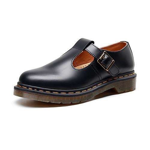 

Women's Oxfords 2020 Summer / Fall Flat Heel Round Toe Daily Outdoor Cowhide Black