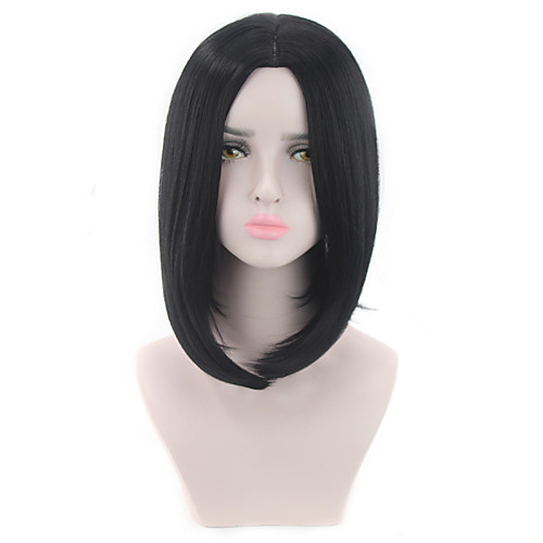 

Synthetic Wig kinky Straight Middle Part Wig Short Natural Black Synthetic Hair 12 inch Women's Fashionable Design Life Classic Black