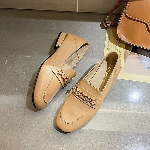 

Women's Loafers & Slip-Ons Summer Block Heel Closed Toe Daily PU Black / Brown / Beige