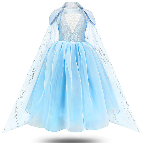 

Princess Elsa Dress Flower Girl Dress Girls' Movie Cosplay A-Line Slip Vacation Dress Blue Dress Children's Day Masquerade Tulle Polyester