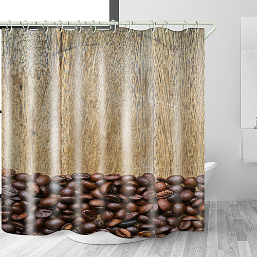 

Coffee Beans Digital Print Waterproof Fabric Shower Curtain for Bathroom Home Decor Covered Bathtub Curtains Liner Includes with Hooks