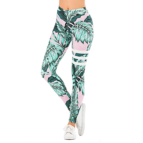 

Women's Yoga Pants 3D Print Green Elastane Yoga Running Fitness Tights Leggings Sport Activewear Quick Dry Tummy Control Butt Lift Moisture Wicking High Elasticity Skinny