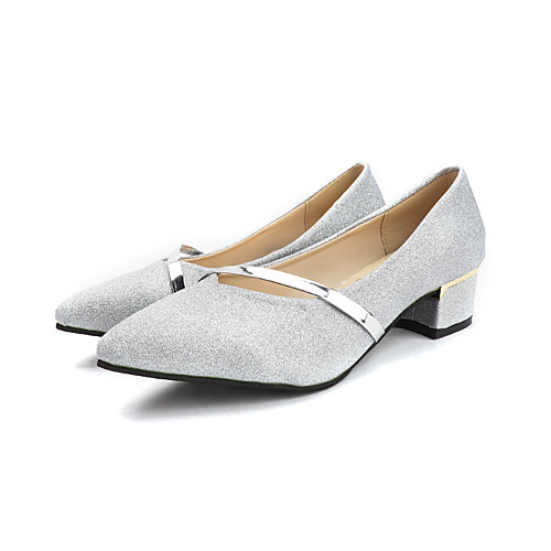 

Women's Heels Spring & Fall / Spring & Summer Chunky Heel Pointed Toe Business Daily PU Gold / Black / Silver