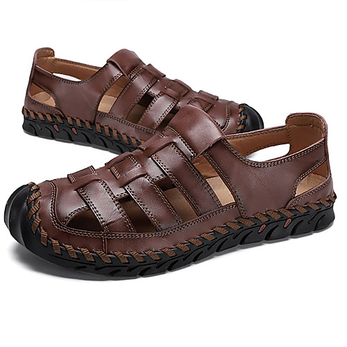 

Men's Spring & Summer Casual Daily Sandals PU Non-slipping Light Brown / Dark Brown / Black