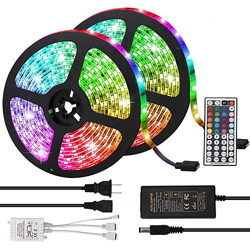 

KWB 10m Light Sets 600 LEDs 5050 SMD 10mm RGB Remote Control / RC Cuttable Dimmable 100-240 V / Linkable / Self-adhesive / Color-Changing / IP44