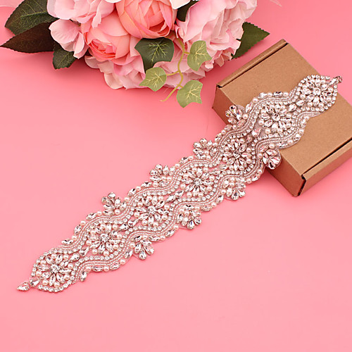 

Satin / Tulle Wedding / Party / Evening Sash With Belt / Appliques / Crystals / Rhinestones Women's Sashes