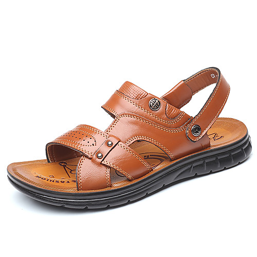 

Men's Fall Casual Daily Outdoor Sandals PU Breathable Non-slipping Shock Absorbing Black / Brown Color Block