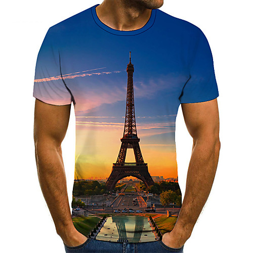 

Men's 3D T-shirt Basic Daily Round Neck Rainbow / Short Sleeve