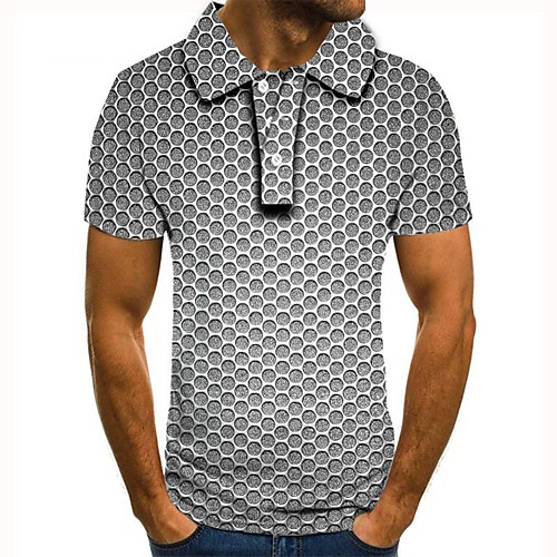 

Men's 3D Polo Basic Daily Shirt Collar Khaki / Light gray / Short Sleeve
