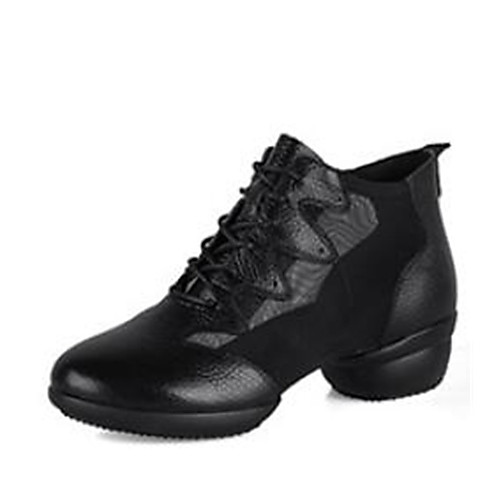 

Women's Dance Sneakers Nappa Leather Lace-up Sneaker Thick Heel Customizable Dance Shoes White / Black