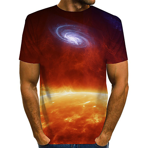 

Men's Plus Size 3D Print T-shirt Basic Daily Round Neck Orange / Short Sleeve