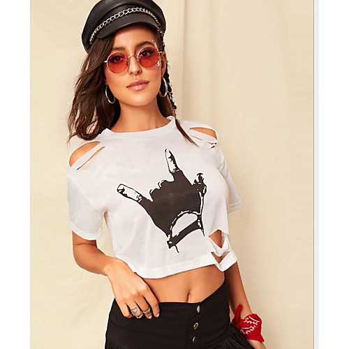 

Women's Solid Colored T-shirt Daily Going out White
