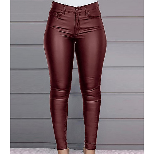 

Women's Basic Chinos Pants Solid Colored Black Blue Wine