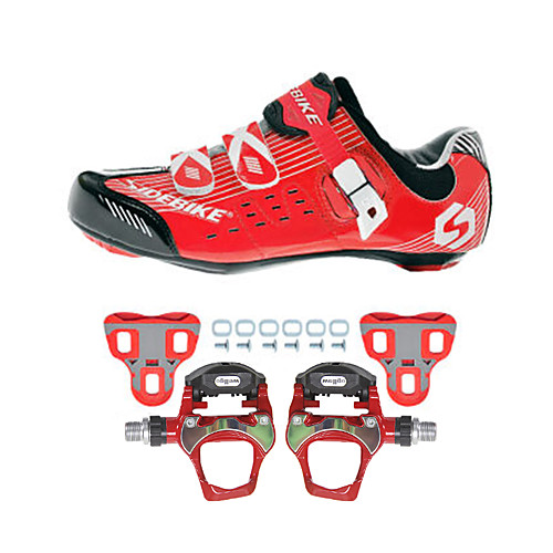

SIDEBIKE Adults' Cycling Shoes With Pedals & Cleats Road Bike Shoes Cushioning Cycling / Bike Red / black Men's Women's Unisex Cycling Shoes