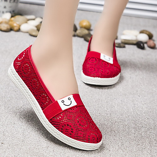 

Women's Sandals Flat Sandal Summer Flat Heel Round Toe Daily Mesh Black / Red / Blue