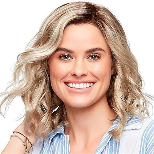 

Synthetic Wig Curly Asymmetrical Wig Short Light Brown Synthetic Hair 12 inch Women's Life Classic Women Light Brown