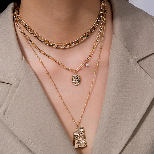 

Women's Pendant Necklace Necklace Layered Necklace Classic Lucky Classic Elegant Trendy Romantic Chrome Gold 50 cm Necklace Jewelry 2pcs For Party Evening Street Birthday Party Beach Festival