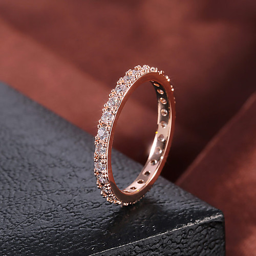 

Women's Ring Belle Ring AAA Cubic Zirconia 1pc Rose Gold White Black Copper Gold Plated Rose Gold Plated Round Statement Luxury Party Evening Gift Jewelry Geometrical Wearable