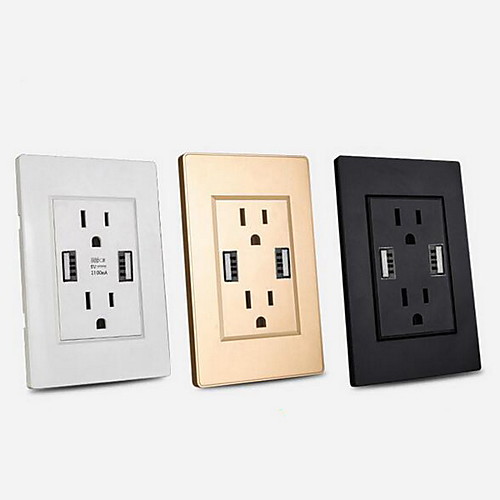 

American Standard American Standard Usb Socket White Gold Brushed Gold 15a With 2.1a 3.1a Concealed Wall Panel