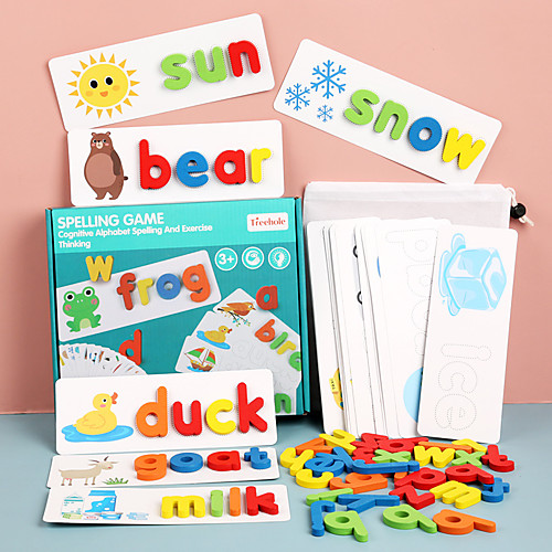 

Educational Flash Card Educational Toy Letter Spelling Letter Reading Game Improve Memory Wood Kid's Preschool Cute Kits Non Toxic 52 pcs 3-6 Y