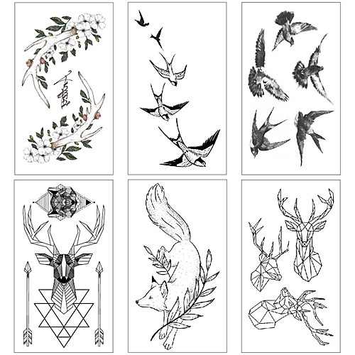 

6 pcs Temporary Tattoos Water Resistant / Waterproof / Mini Style / Safety Face / Body / Hand Water-Transfer Sticker Body Painting Colors