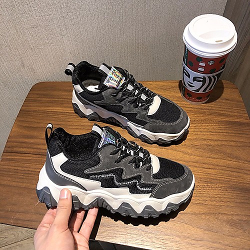 

Women's Sneakers Fall & Winter Creepers Round Toe Daily Canvas White / Black / Gray