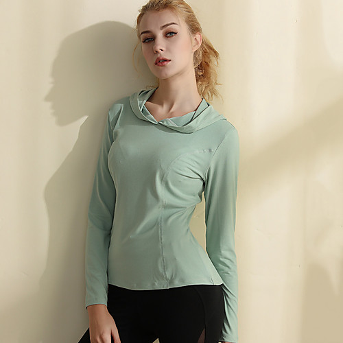 

Women's Yoga Top Solid Color Black Pink Green Elastane Running Fitness Gym Workout Hoodie Long Sleeve Sport Activewear Breathable Quick Dry Comfortable Stretchy