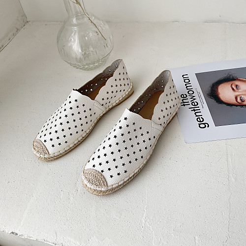 

Women's Loafers & Slip-Ons 2020 Summer Flat Heel Round Toe Classic Daily Geometric Faux Leather White / Black