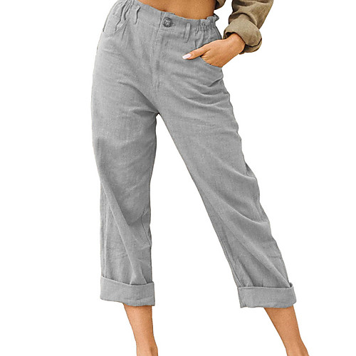 

Women's Basic Loose Chinos Pants - Solid Colored Wine Khaki Light gray M / L / XL