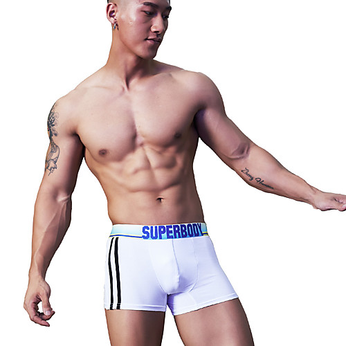 

Superbody Men's Sports Underwear Sport Briefs Sports & Outdoor Boxer Briefs Bottoms Side-Stripe Nylon Elastane Winter Gym Workout Running Walking Jogging Breathable Soft Sport Stripes White Black