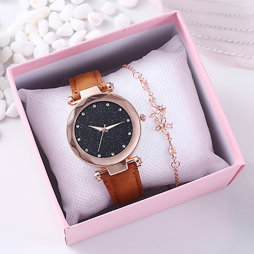 

Women's Quartz Watches New Arrival Fashion Red Brown PU Leather Chinese Quartz Red Brown Chronograph Cute Creative 2 Piece Analog One Year Battery Life