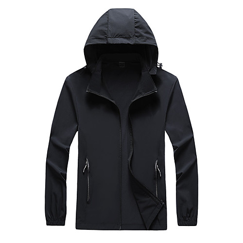 

Men's Hiking Skin Jacket Hiking Jacket Hiking Windbreaker Summer Outdoor Sunscreen Breathable Quick Dry Anti-Mosquito Jacket Top Elastane Single Slider Running Hunting Fishing Dark Grey / Black