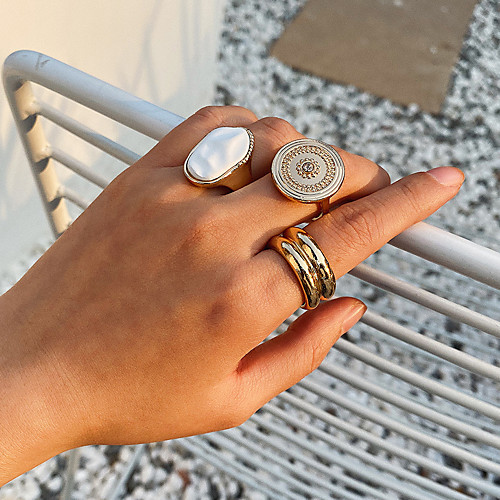 

Women's Ring 1 set Gold Gold Plated Alloy Round Basic Vintage Punk Gift Prom Jewelry Geometrical Wearable