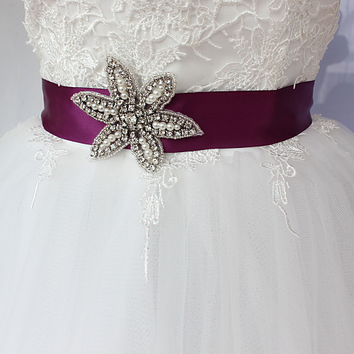

Satin / Tulle Wedding / Party / Evening Sash With Belt / Appliques / Crystals / Rhinestones Women's Sashes
