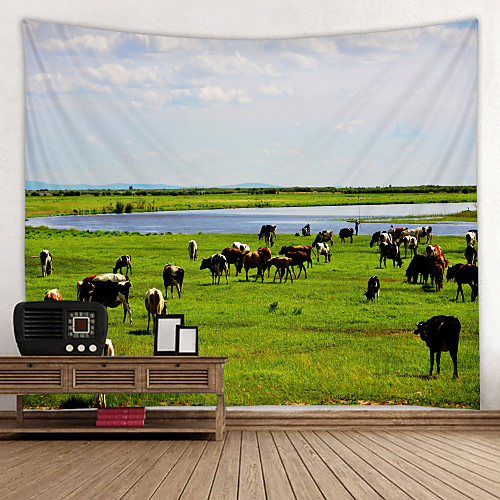 

Grassland Cattle Digital Printed Tapestry Decor Wall Art Tablecloths Bedspread Picnic Blanket Beach Throw Tapestries Colorful Bedroom Hall Dorm Living Room Hanging