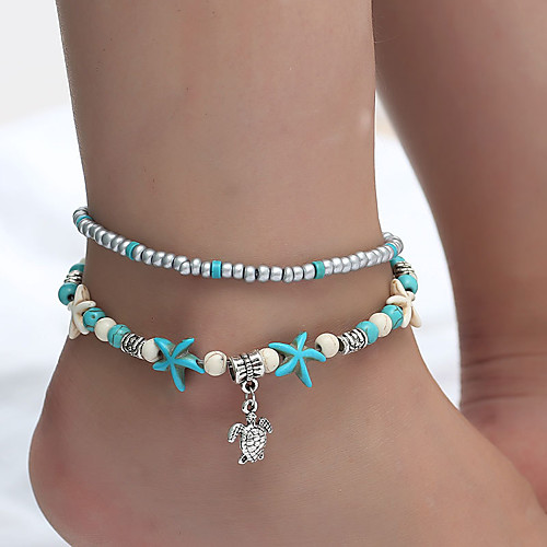 

Anklet Elegant Trendy Ethnic Women's Body Jewelry For Date Birthday Party Alloy Wedding Friends Blue Silver Gray 1 Piece