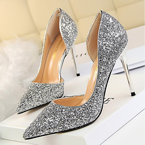 

Women's Wedding Shoes Summer Stiletto Heel Pointed Toe Wedding Canvas Black / Champagne / Blue