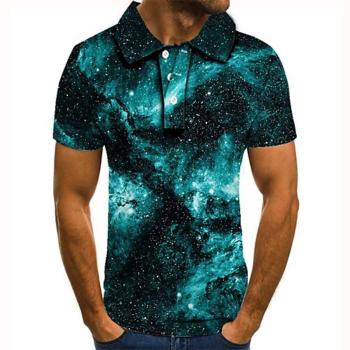 

Men's 3D Polo Basic Daily Shirt Collar Purple / Green / Short Sleeve