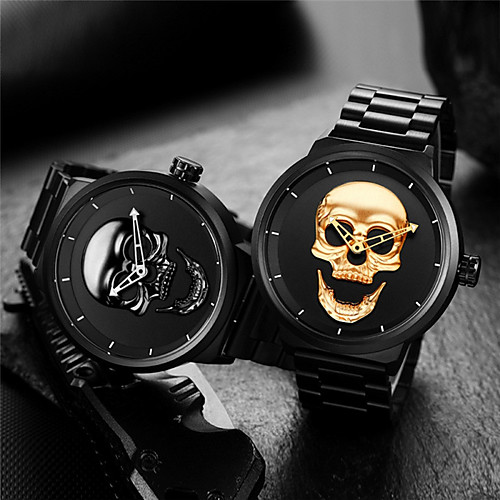 

Men's Sport Watch Quartz Stainless Steel 30 m Water Resistant / Waterproof Calendar / date / day Skull Analog Fashion Cool - Black Gold One Year Battery Life