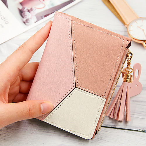 

Women's Zipper PU Clutch Color Block Black / Blue / Blushing Pink