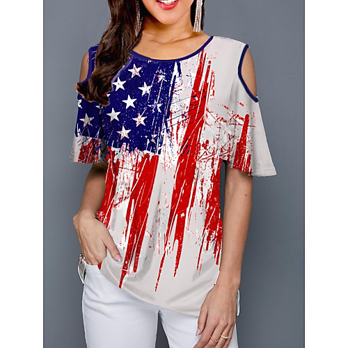 

Women's Rainbow National Flag American flag Print T-shirt Daily Rainbow