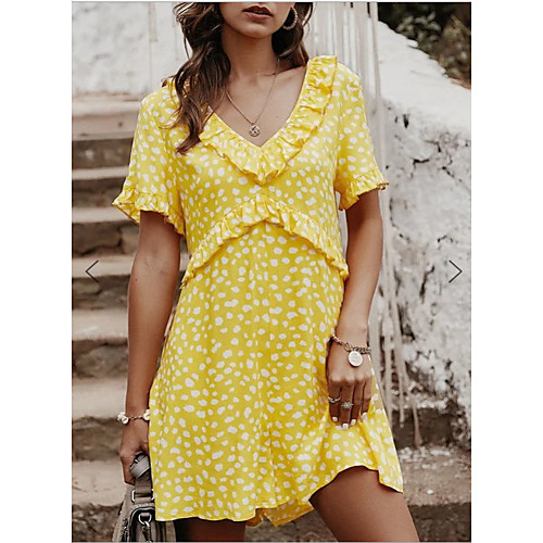 

Women's A-Line Dress Short Mini Dress - Short Sleeves Print Summer Casual Mumu 2020 White Red Yellow Dusty Blue S M L XL XXL XXXL XXXXL XXXXXL