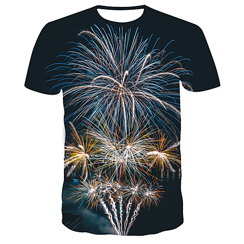 

Men's 3D Print T-shirt Daily Round Neck Navy Blue / Short Sleeve