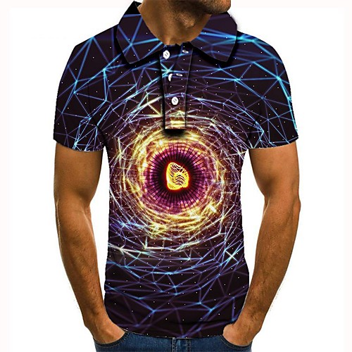 

Men's 3D Graphic Polo Basic Daily Shirt Collar Rainbow / Short Sleeve