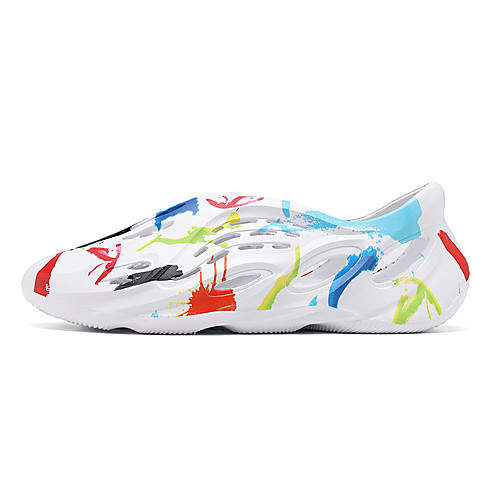 

Men's Summer Casual Daily Sandals Walking Shoes PU Breathable White / Black / Rainbow