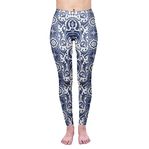 

Women's Yoga Pants 3D Print Blue Elastane Yoga Running Fitness Tights Leggings Sport Activewear Quick Dry Tummy Control Butt Lift Moisture Wicking High Elasticity Skinny
