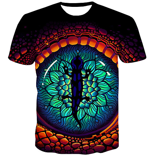 

Men's Plus Size 3D Print T-shirt Street chic Daily Round Neck Rainbow / Short Sleeve